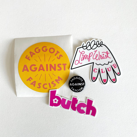 Faggots Against Fascism - Sticker & Button Pack
